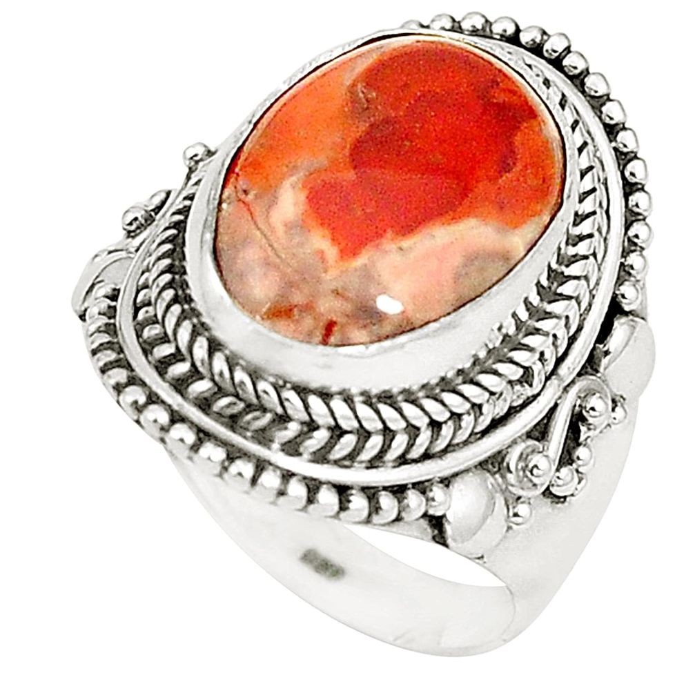 Natural multi color mexican fire opal 925 sterling silver ring size 7.5 m35211
