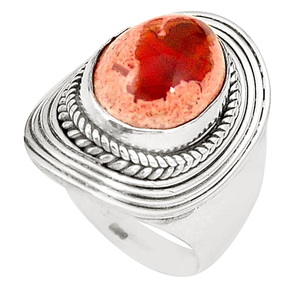 Natural multi color mexican fire opal 925 silver ring jewelry size 7 m35215