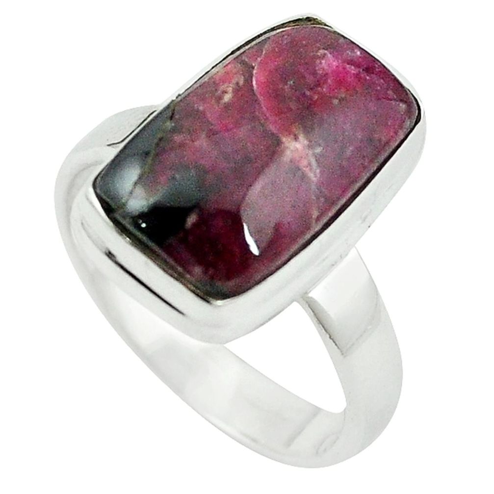 Natural pink ruby zoisite 925 sterling silver solitaire ring size 7.5 m3527