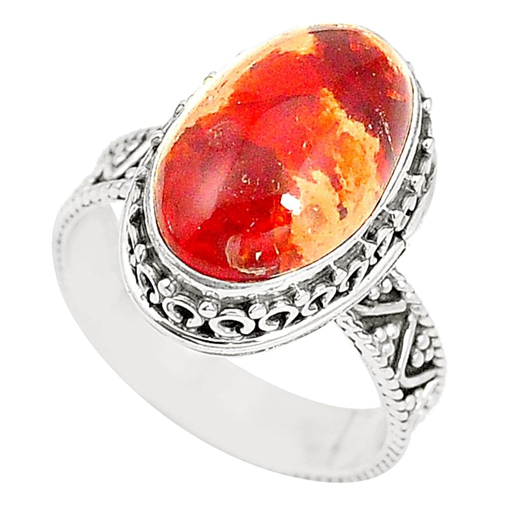 Natural multi color mexican fire opal 925 silver ring jewelry size 8 m35906