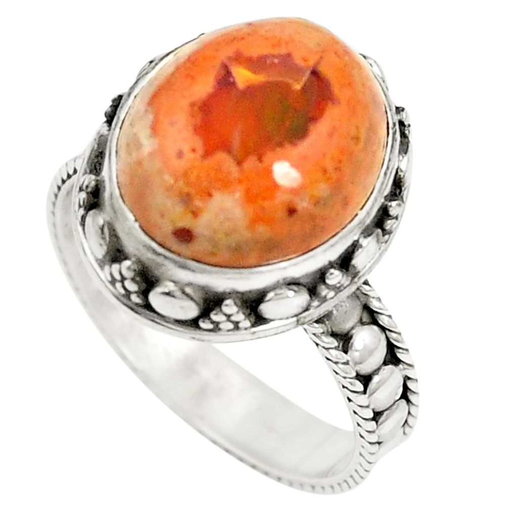 925 silver natural multi color mexican fire opal ring jewelry size 8.5 m36138