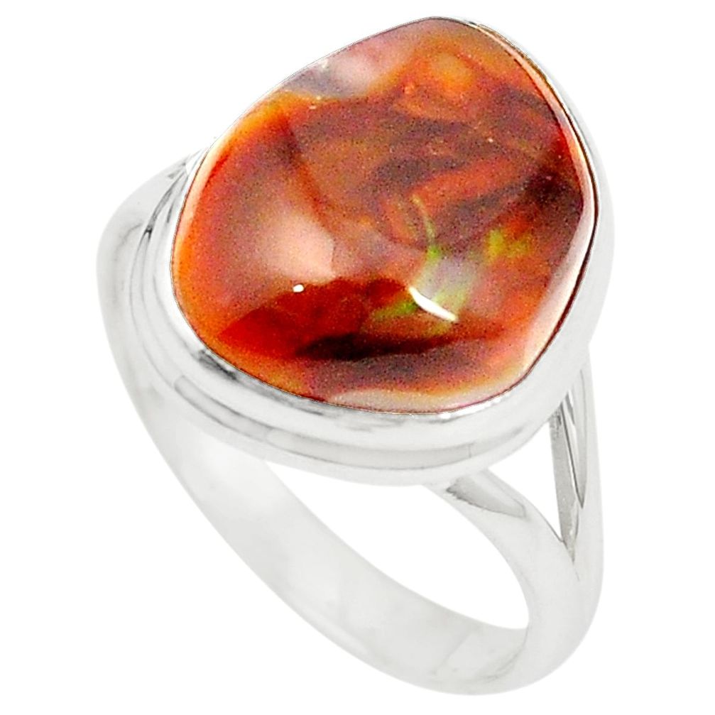 Natural multi color mexican fire agate 925 sterling silver ring size 9.5 m36174