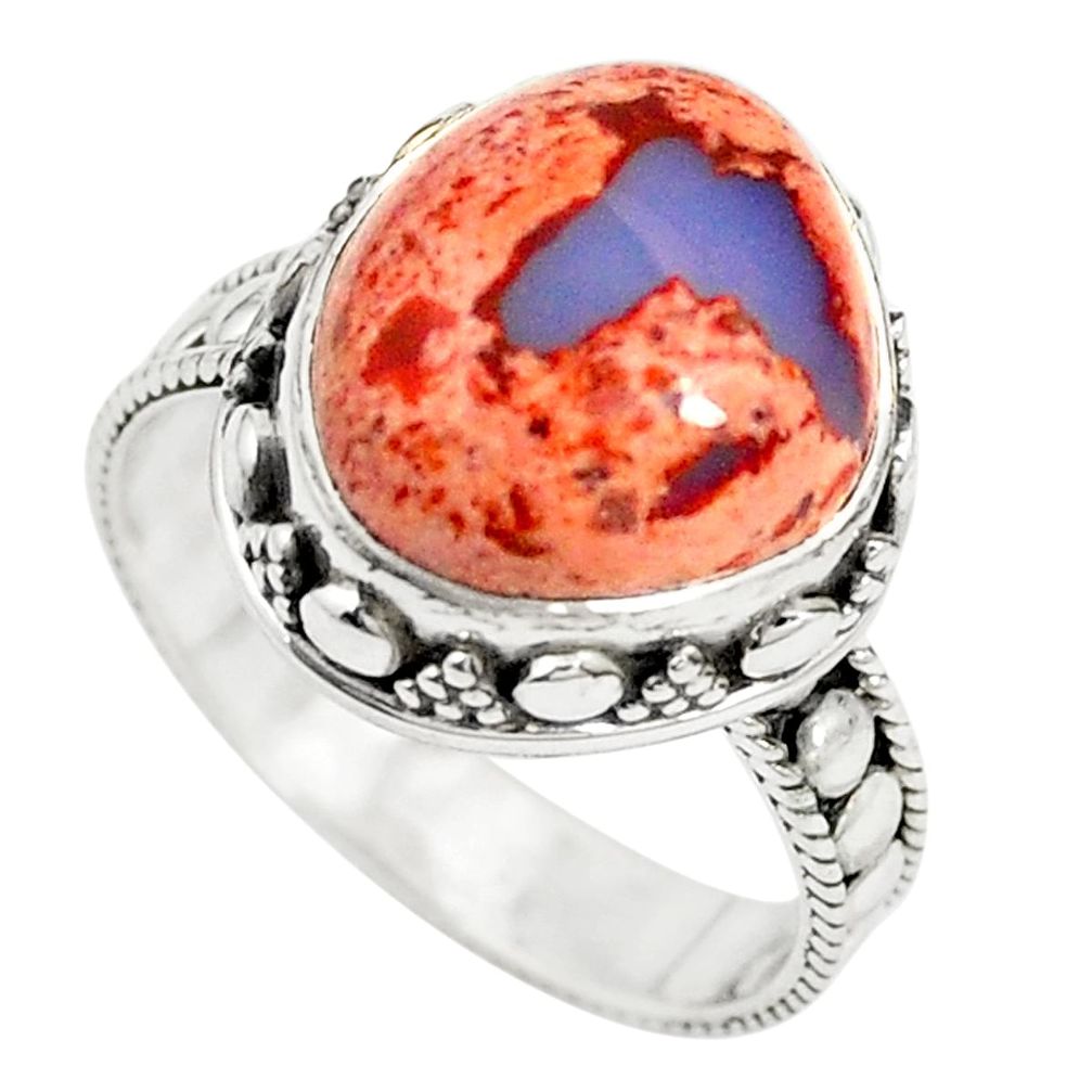 Natural multi color mexican fire opal 925 sterling silver ring size 8.5 m36177