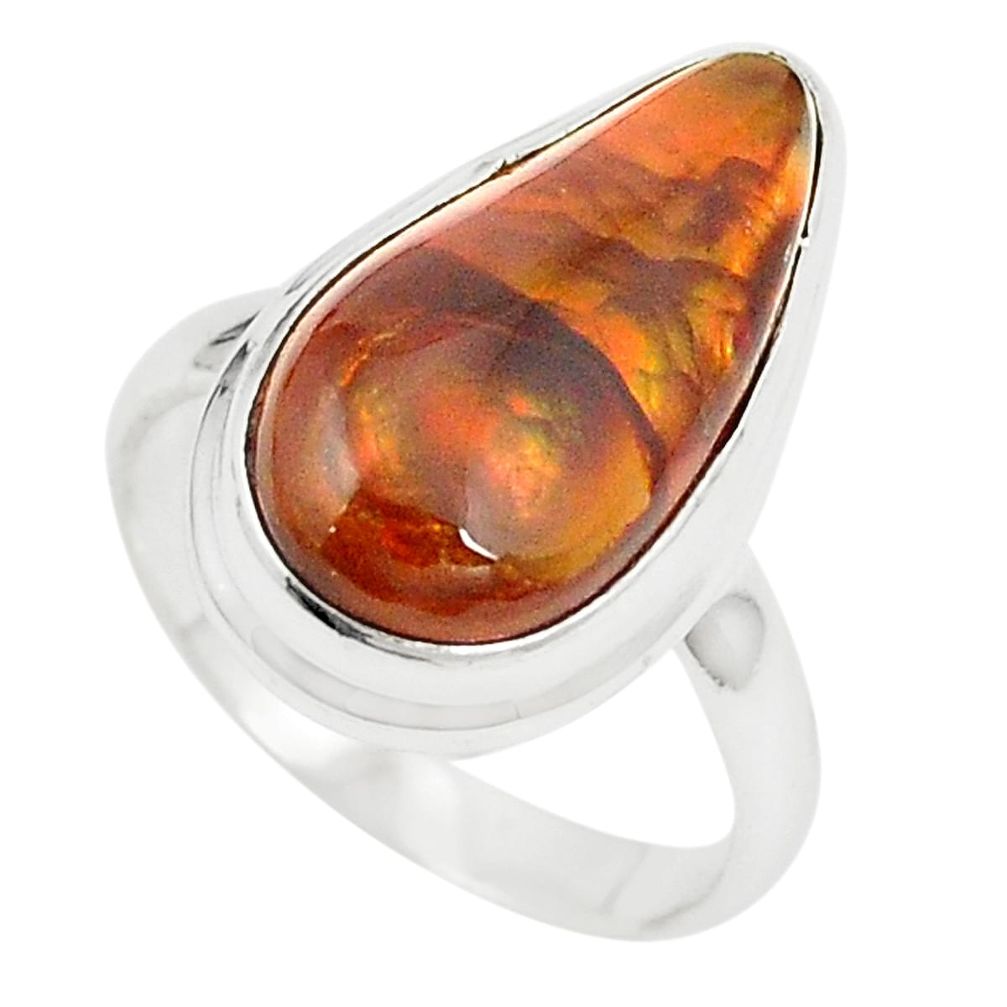 Natural multi color mexican fire agate 925 silver ring jewelry size 7.5 m36178