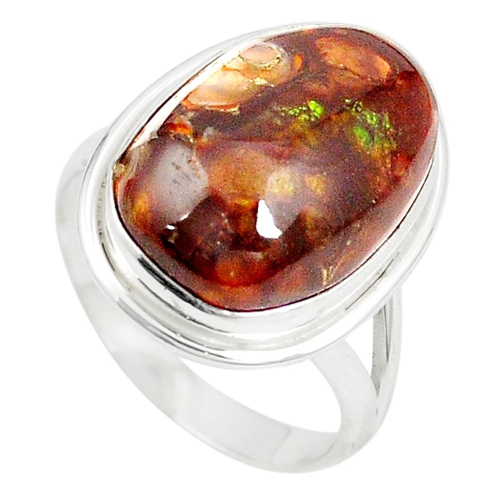 925 sterling silver natural multi color mexican fire agate ring size 8.5 m36179