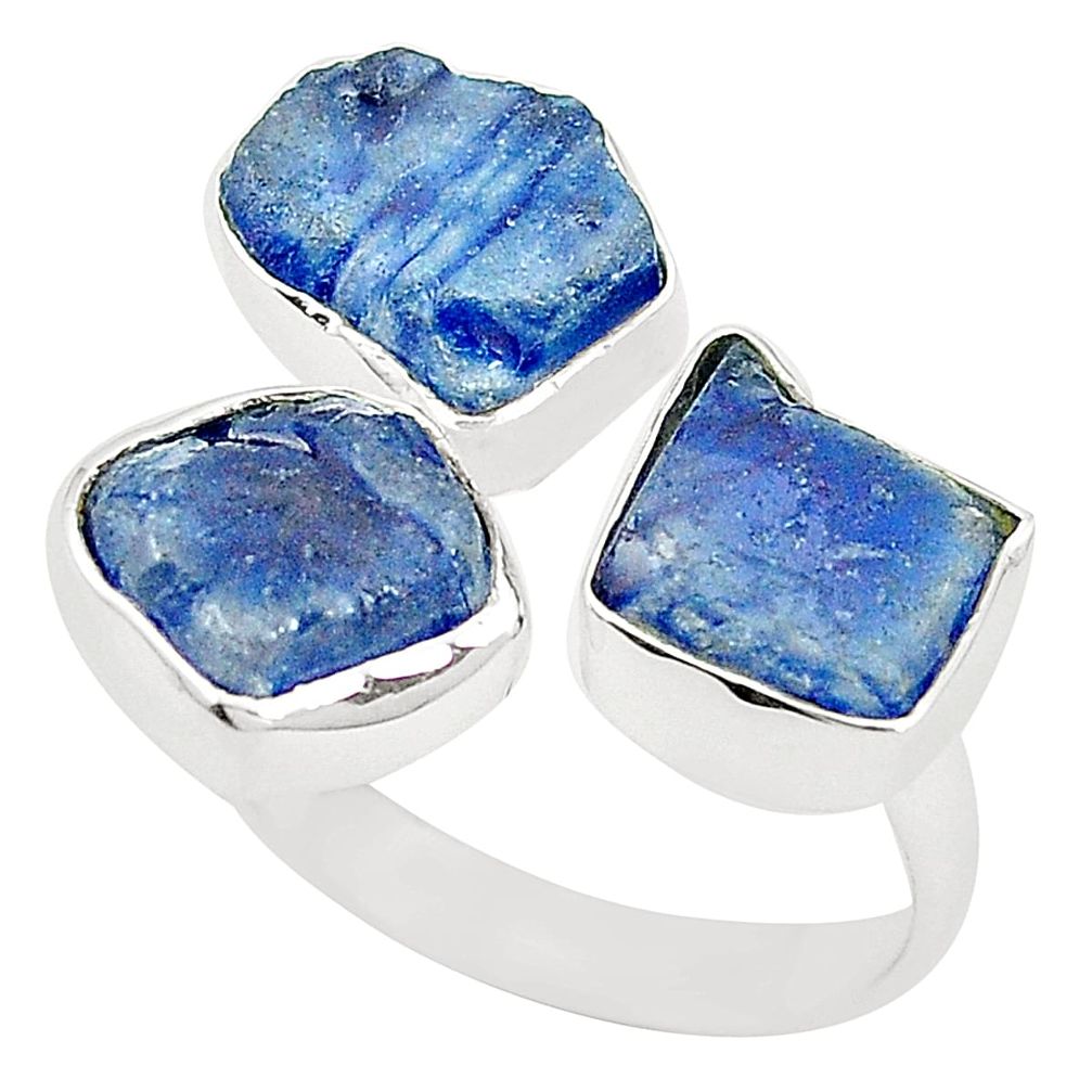 Natural blue sapphire 925 sterling silver adjustable ring size 9 m37355