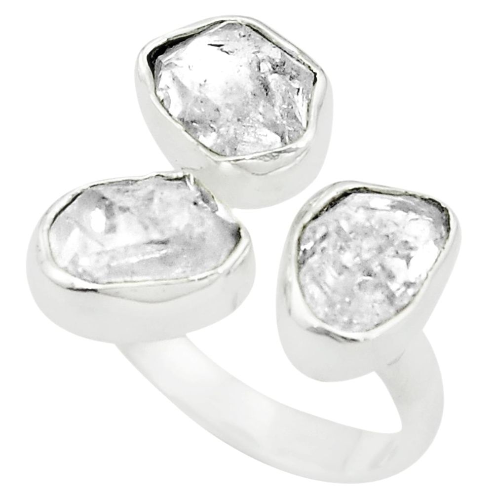 Natural white herkimer diamond 925 silver adjustable ring size 6 m37364