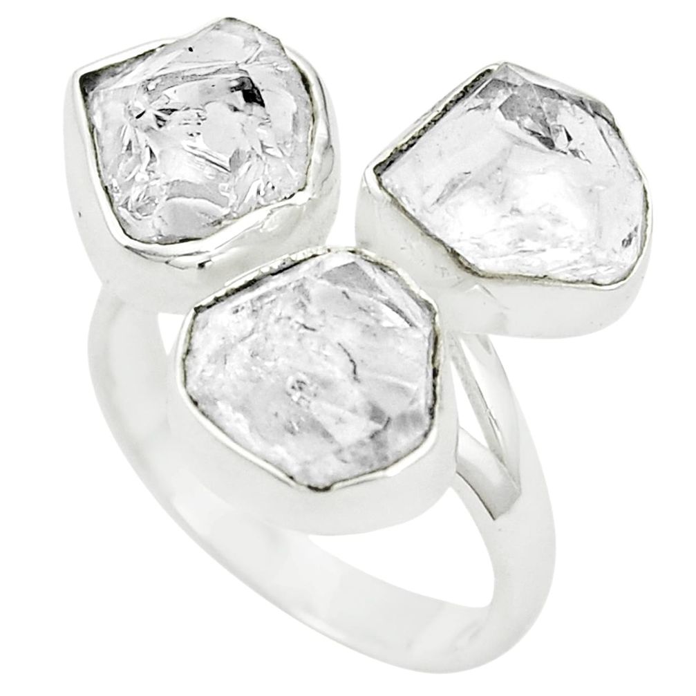 Natural white herkimer diamond 925 silver adjustable ring size 7 m37368