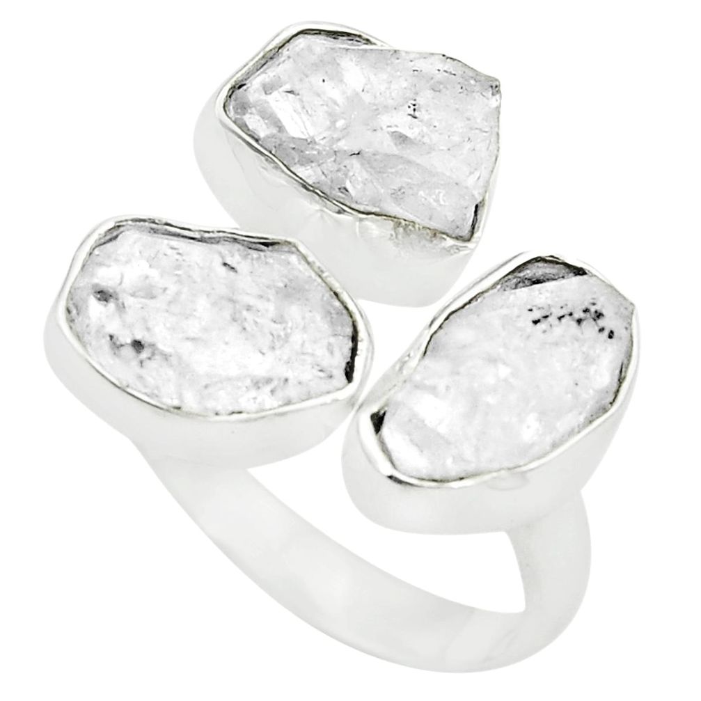 Natural white herkimer diamond 925 silver adjustable ring size 7 m37371