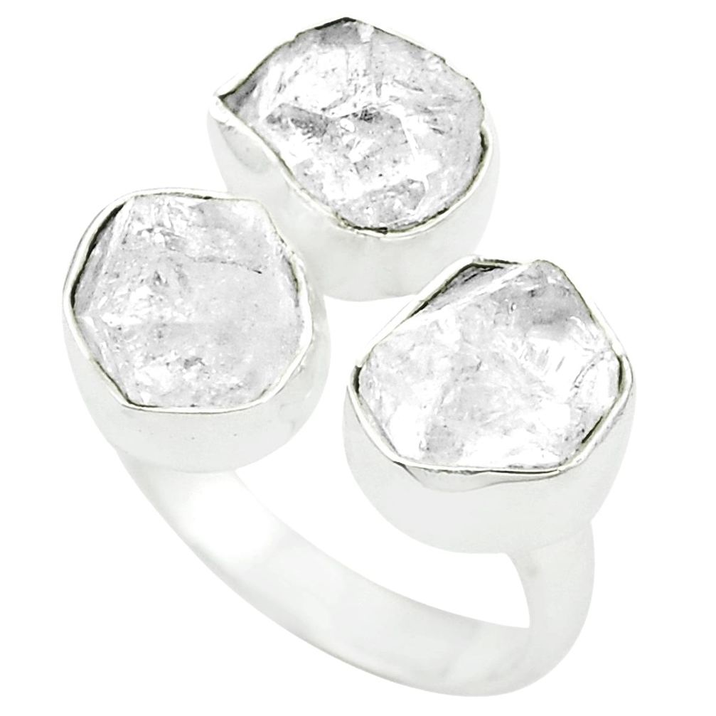 Natural white herkimer diamond 925 silver adjustable ring jewelry size 7 m37377