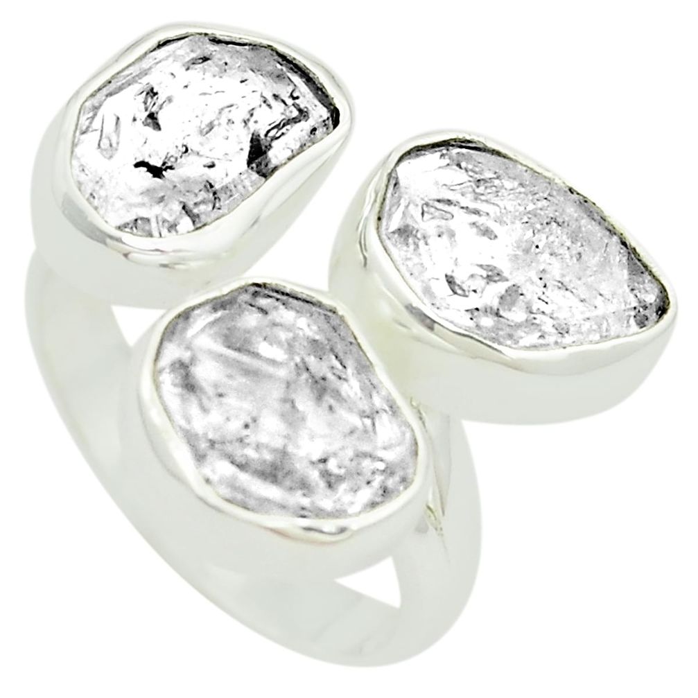 Natural white herkimer diamond 925 silver adjustable ring size 7 m37378