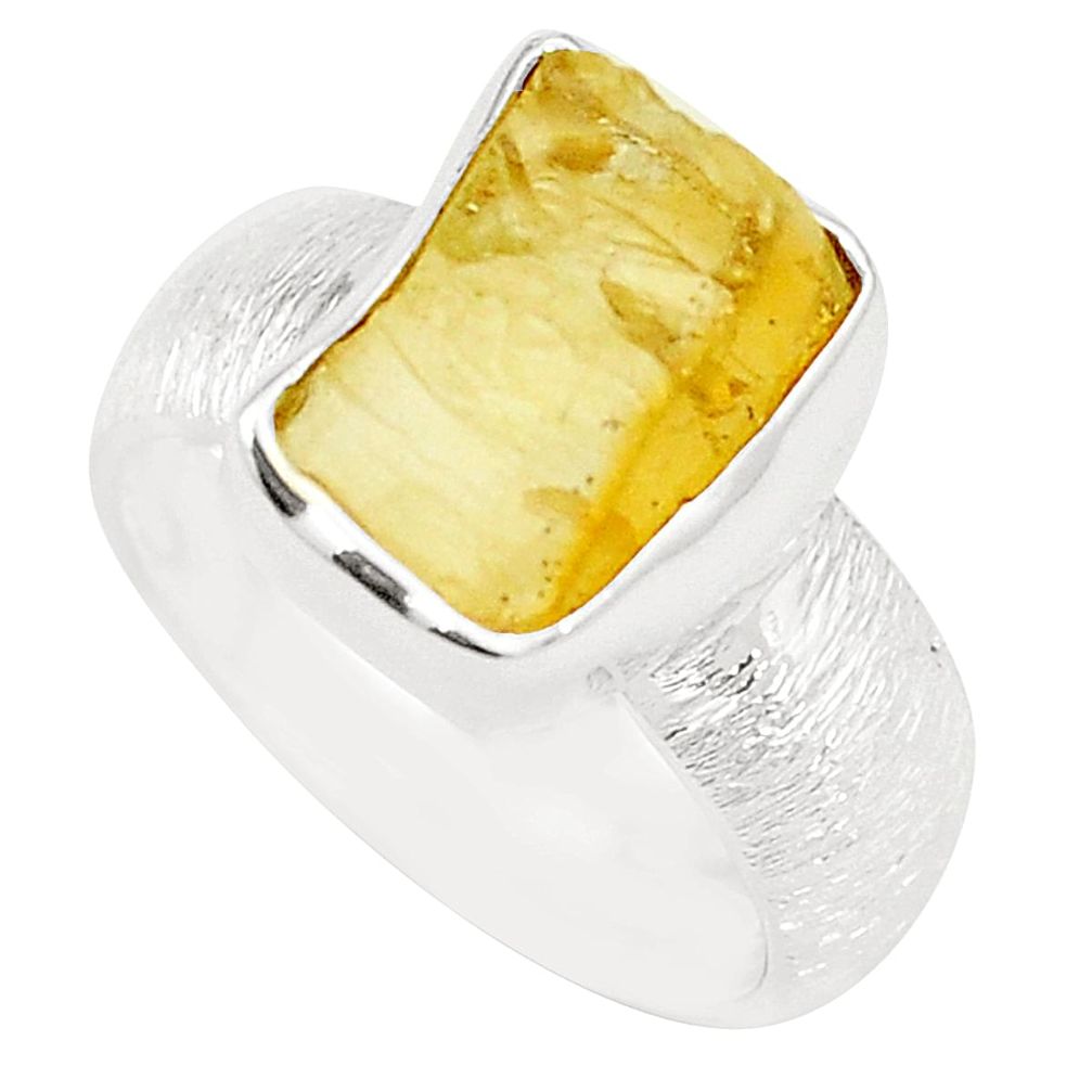 Yellow citrine rough 925 sterling silver ring jewelry size 6.5 m37390