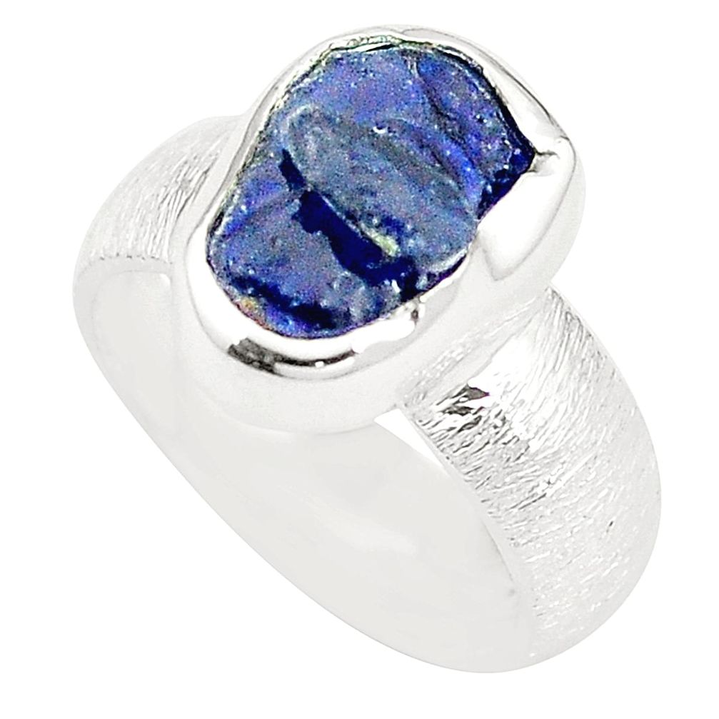 925 sterling silver natural blue sapphire rough ring size 6.5 m37393