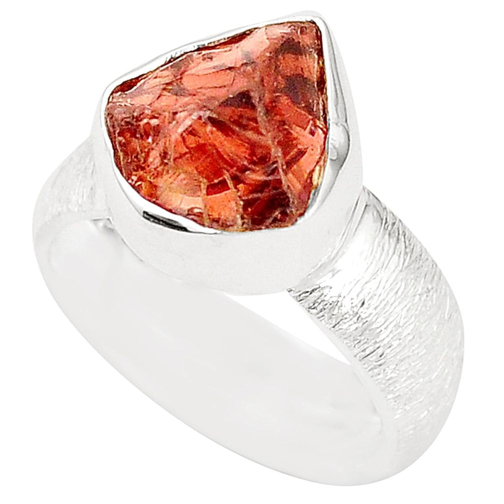 925 sterling silver natural red garnet rough ring jewelry size 6.5 m37398