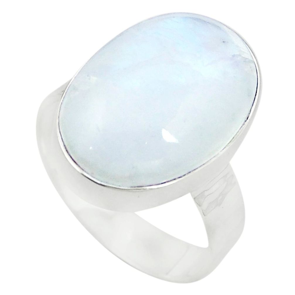 Natural rainbow moonstone 925 sterling silver ring jewelry size 9 m37406