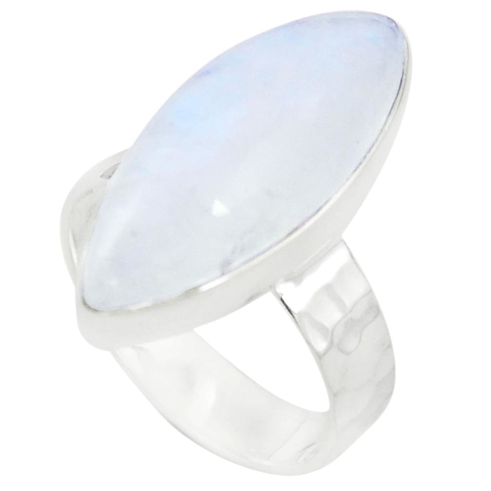 Natural rainbow moonstone 925 sterling silver ring jewelry size 6 m37413