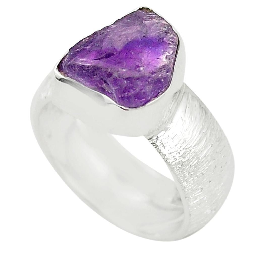 Natural purple amethyst rough 925 sterling silver ring size 5.5 m37724