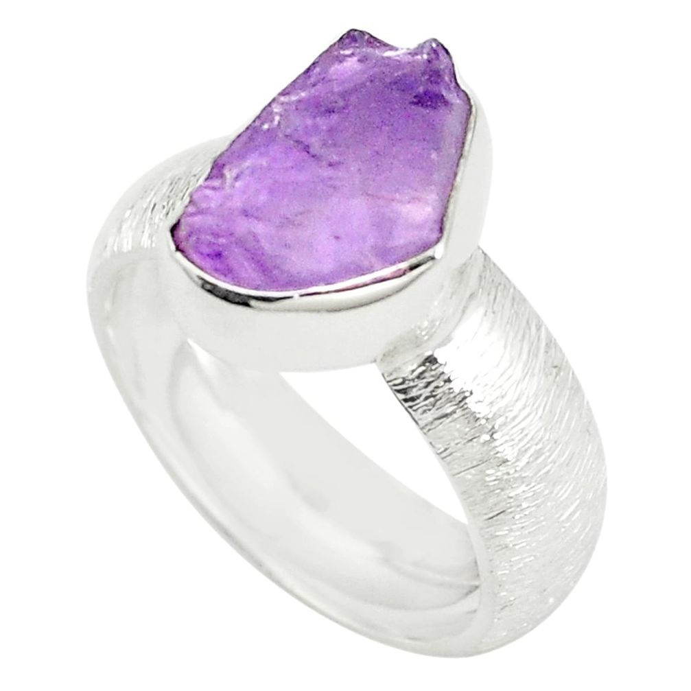 Natural purple amethyst rough 925 sterling silver ring size 7.5 m37728