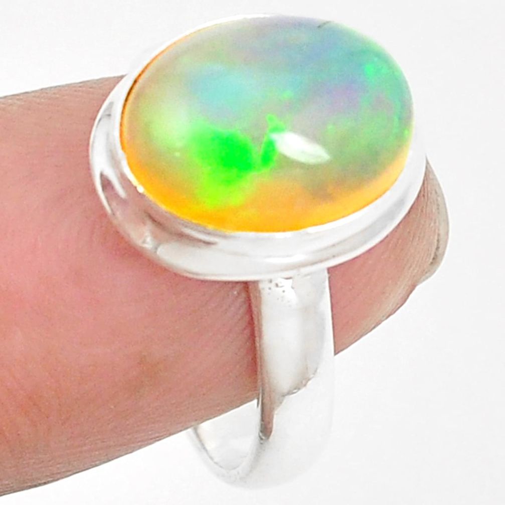 925 sterling silver natural multi color ethiopian opal ring size 7 m37895