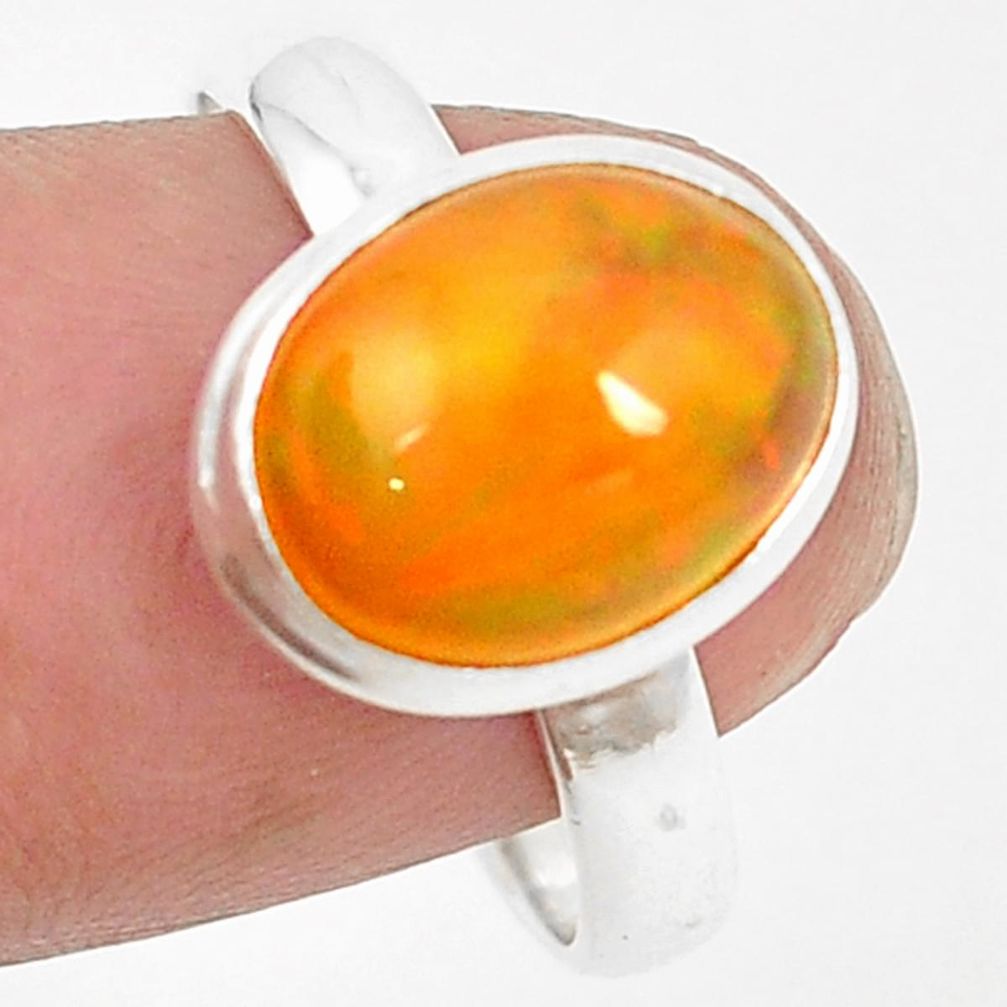 Natural multi color ethiopian opal 925 sterling silver ring size 9 m37898