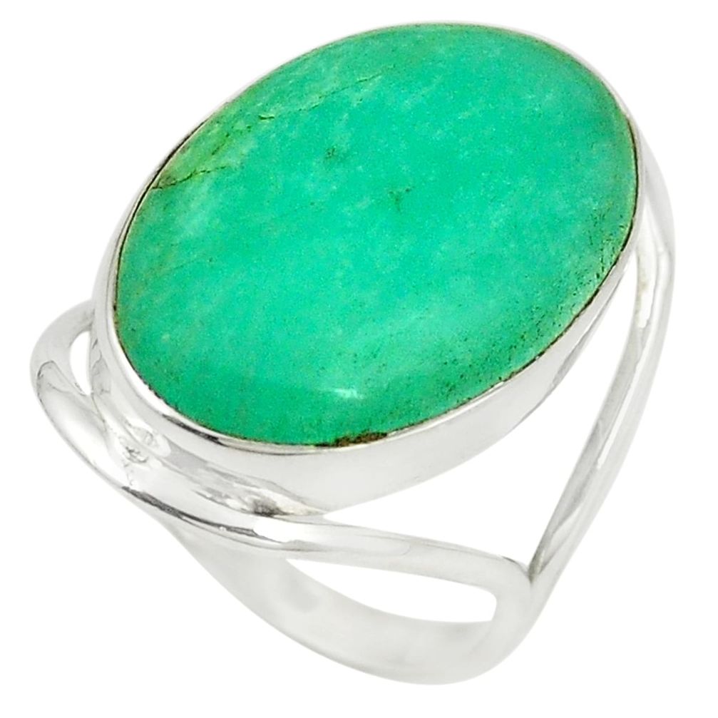 Natural green amazonite (hope stone) 925 sterling silver ring size 7.5 m38150