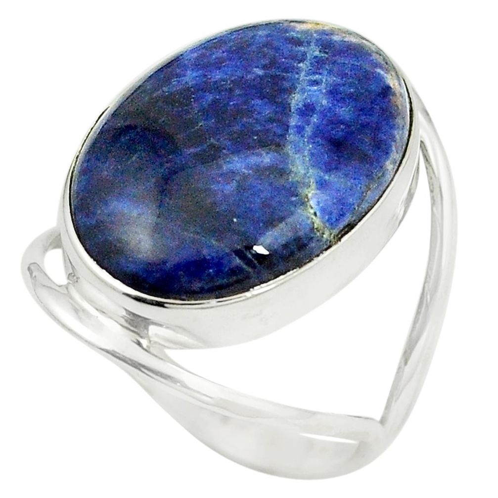 Natural blue sodalite 925 sterling silver ring jewelry size 9 m38152