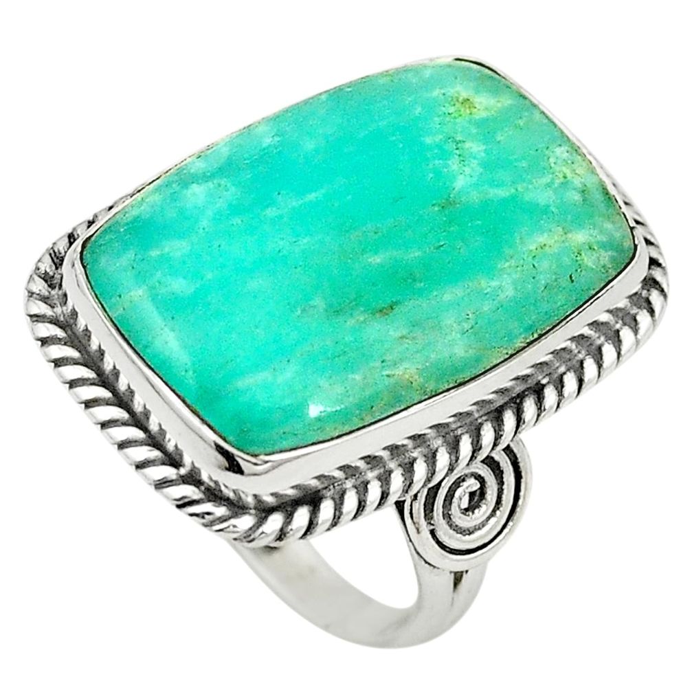 Natural green amazonite (hope stone) 925 silver ring jewelry size 7 m38162
