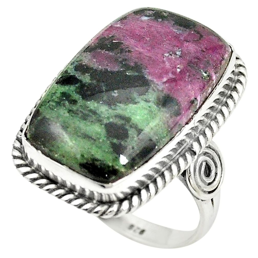 Natural pink ruby zoisite 925 sterling silver ring jewelry size 8.5 m38173