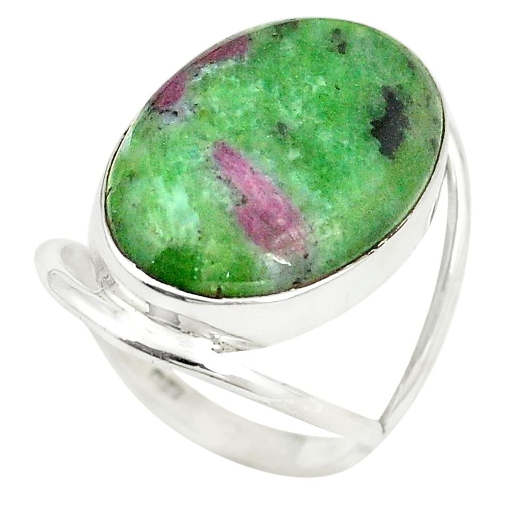 Natural pink ruby zoisite 925 sterling silver ring jewelry size 7 m38182