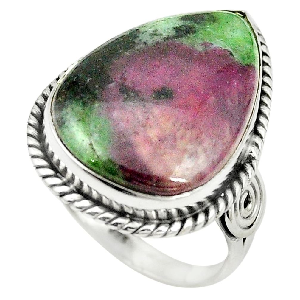 925 sterling silver natural pink ruby zoisite ring jewelry size 7.5 m38185