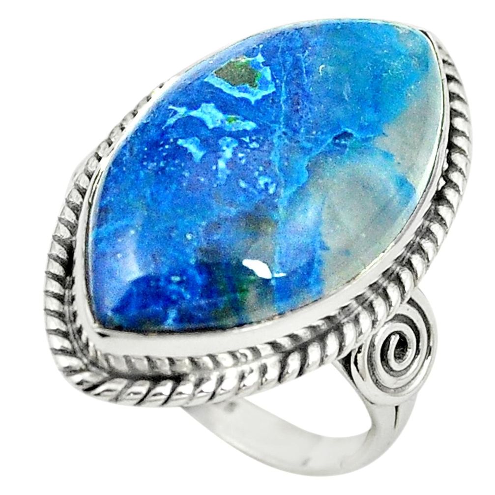 Natural blue shattuckite 925 sterling silver ring jewelry size 7 m38196