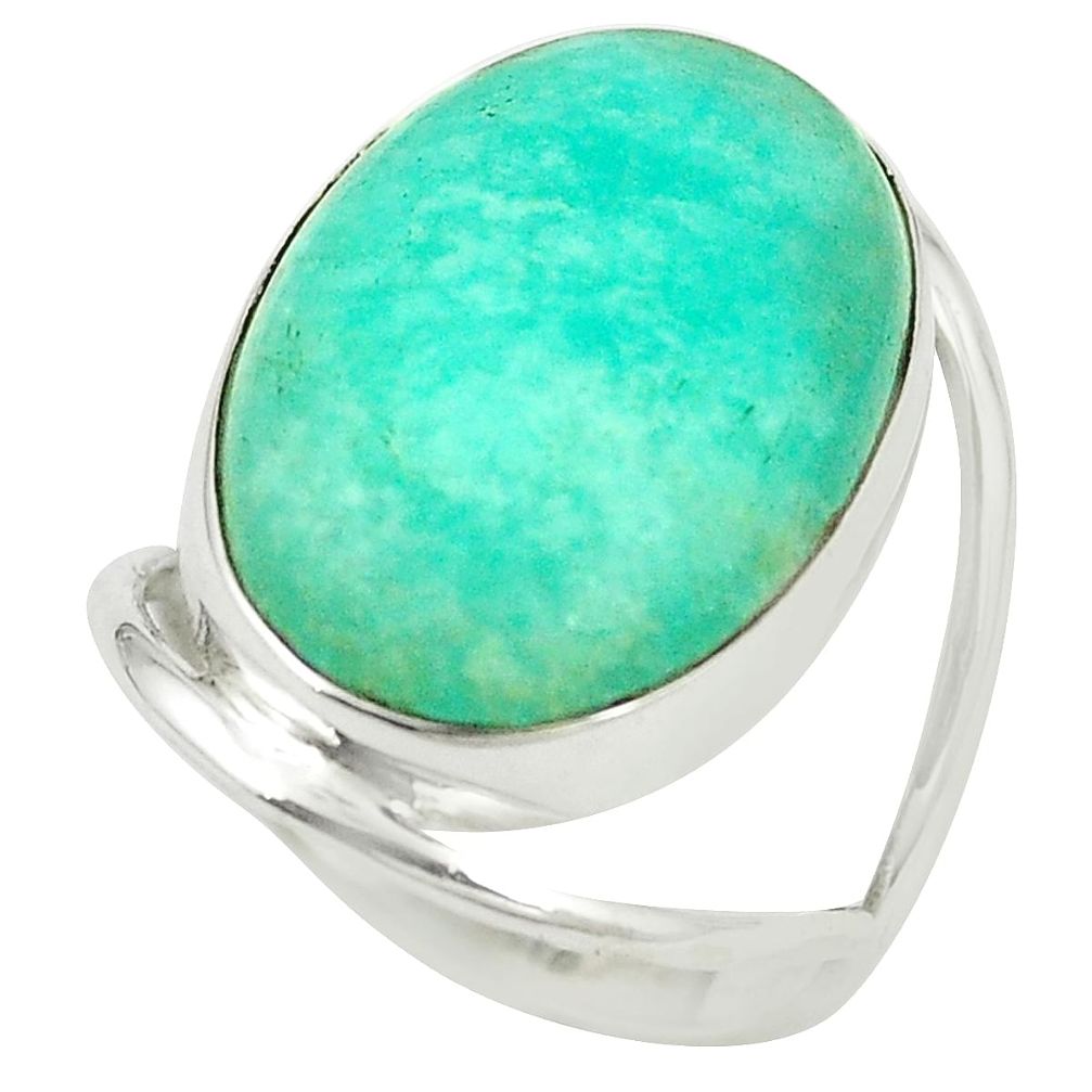 925 silver natural green amazonite (hope stone) ring jewelry size 8 m38200