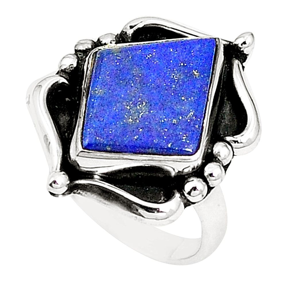 Natural blue lapis lazuli 925 sterling silver ring jewelry size 7.5 m38223