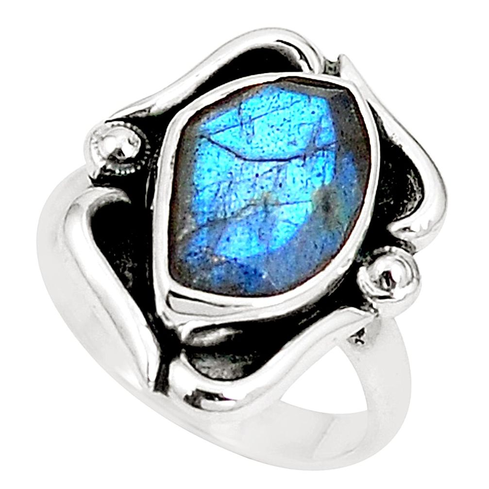 Natural blue labradorite 925 sterling silver ring jewelry size 7.5 m38237