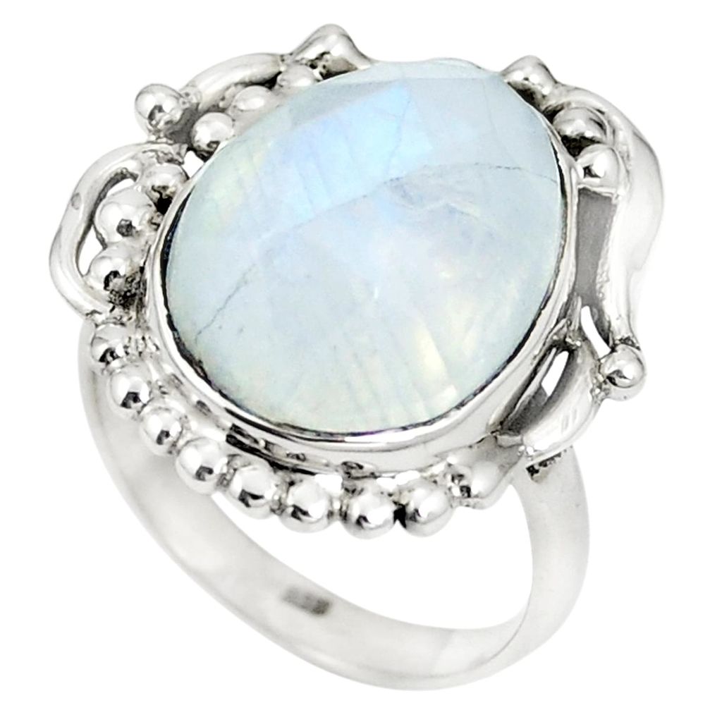 Natural rainbow moonstone 925 sterling silver ring jewelry size 7.5 m38252