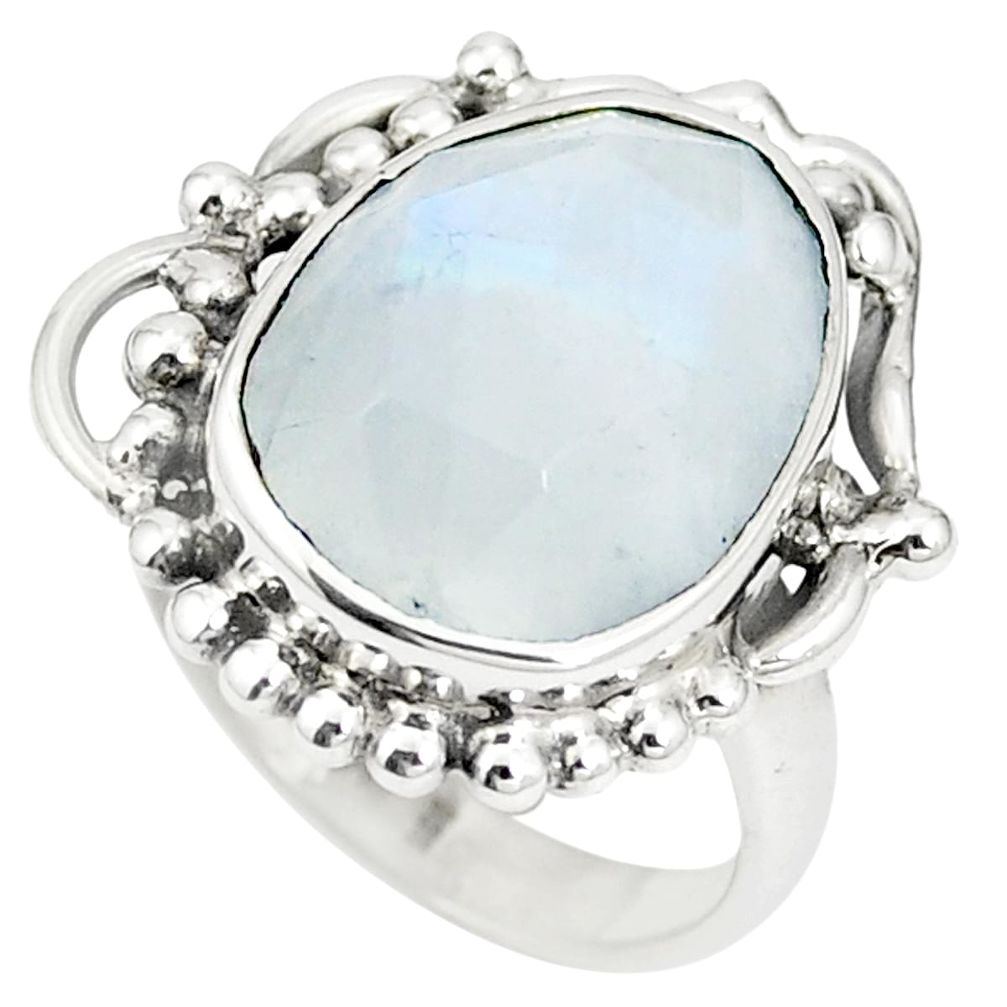 Natural rainbow moonstone 925 sterling silver ring jewelry size 5.5 m38258