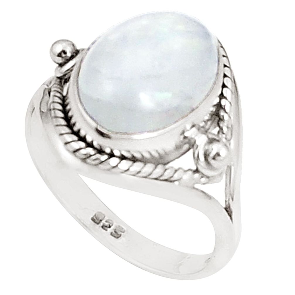 Natural rainbow moonstone 925 sterling silver ring jewelry size 9 m38269