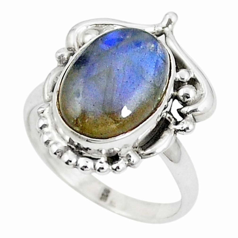 Natural blue labradorite 925 sterling silver ring jewelry size 8 m38282