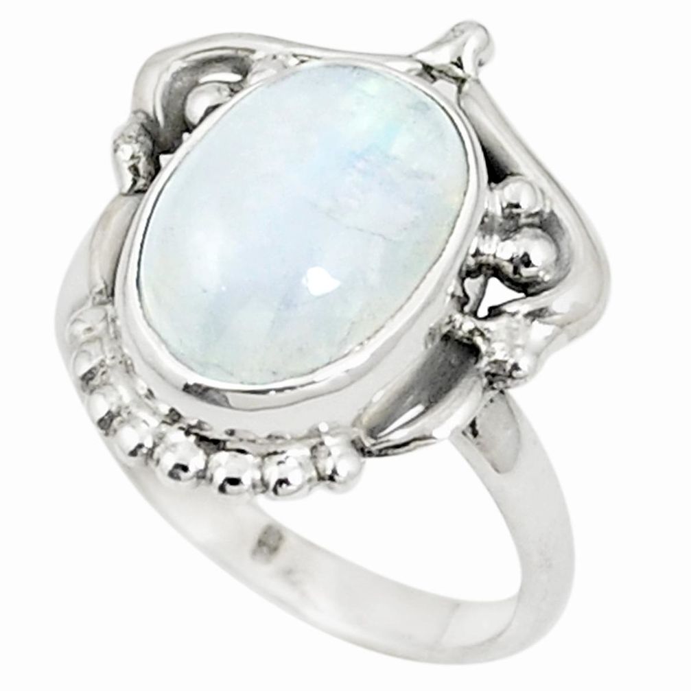 Natural rainbow moonstone 925 sterling silver ring jewelry size 8 m38293