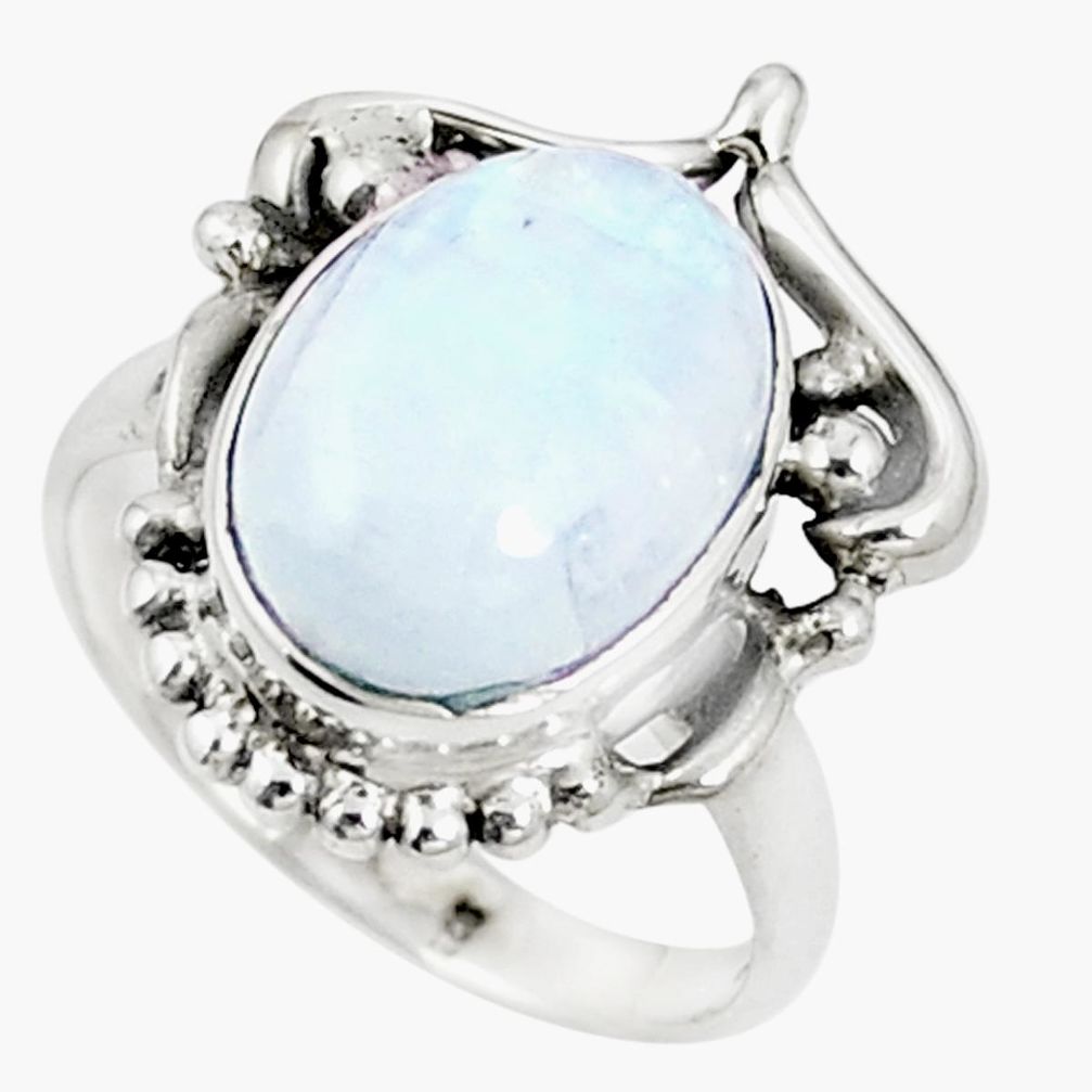 Natural rainbow moonstone 925 sterling silver ring jewelry size 7.5 m38299