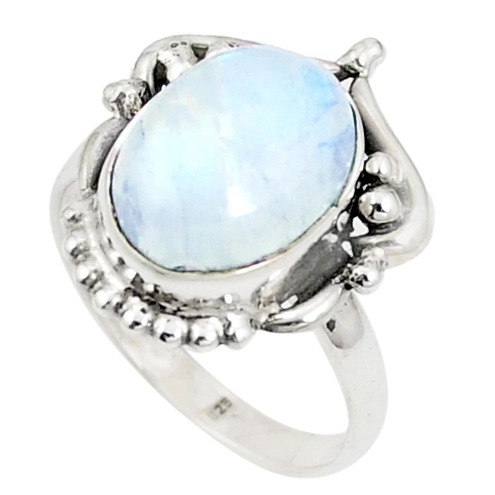 925 sterling silver natural rainbow moonstone ring jewelry size 8.5 m38300