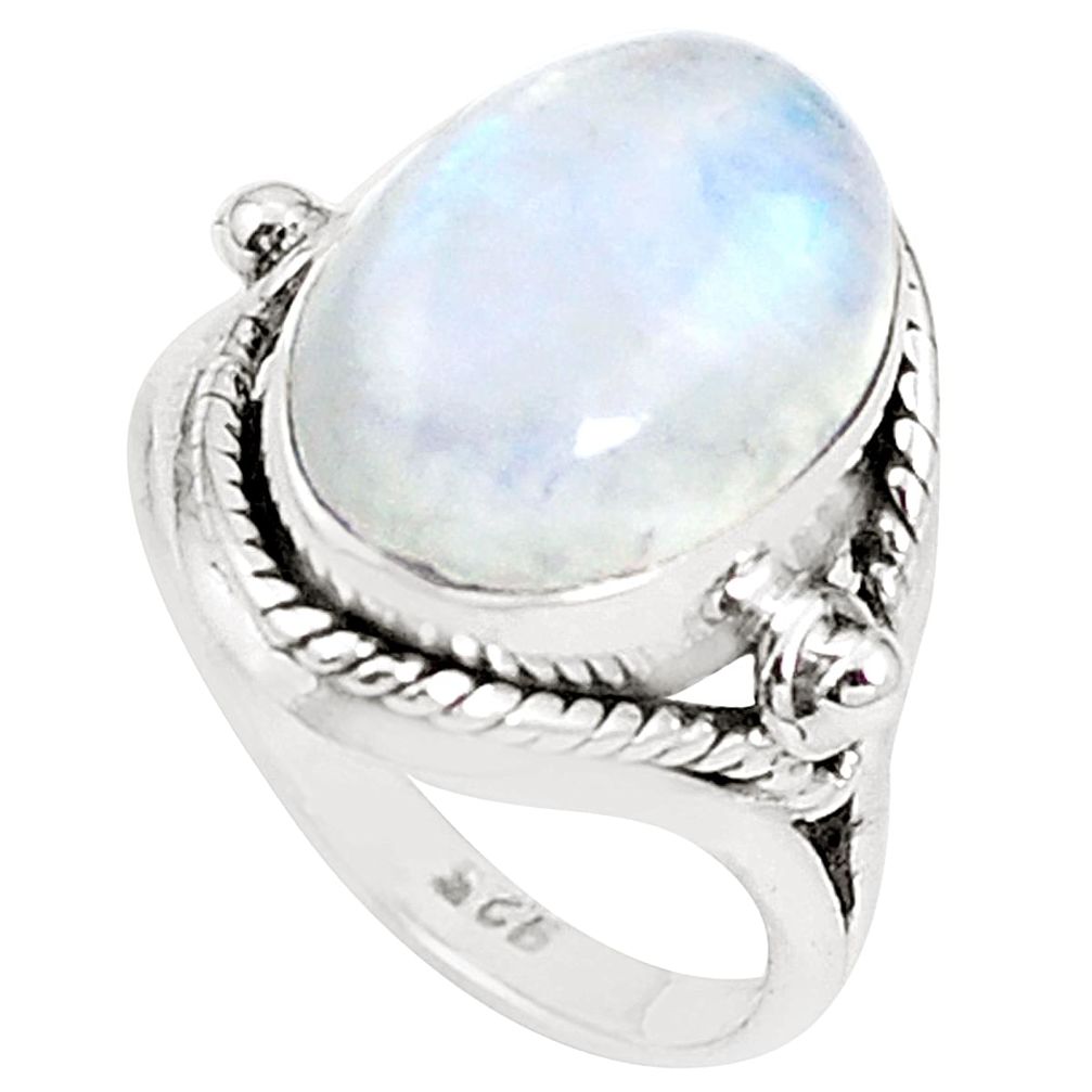 Natural rainbow moonstone 925 sterling silver ring jewelry size 6.5 m38303