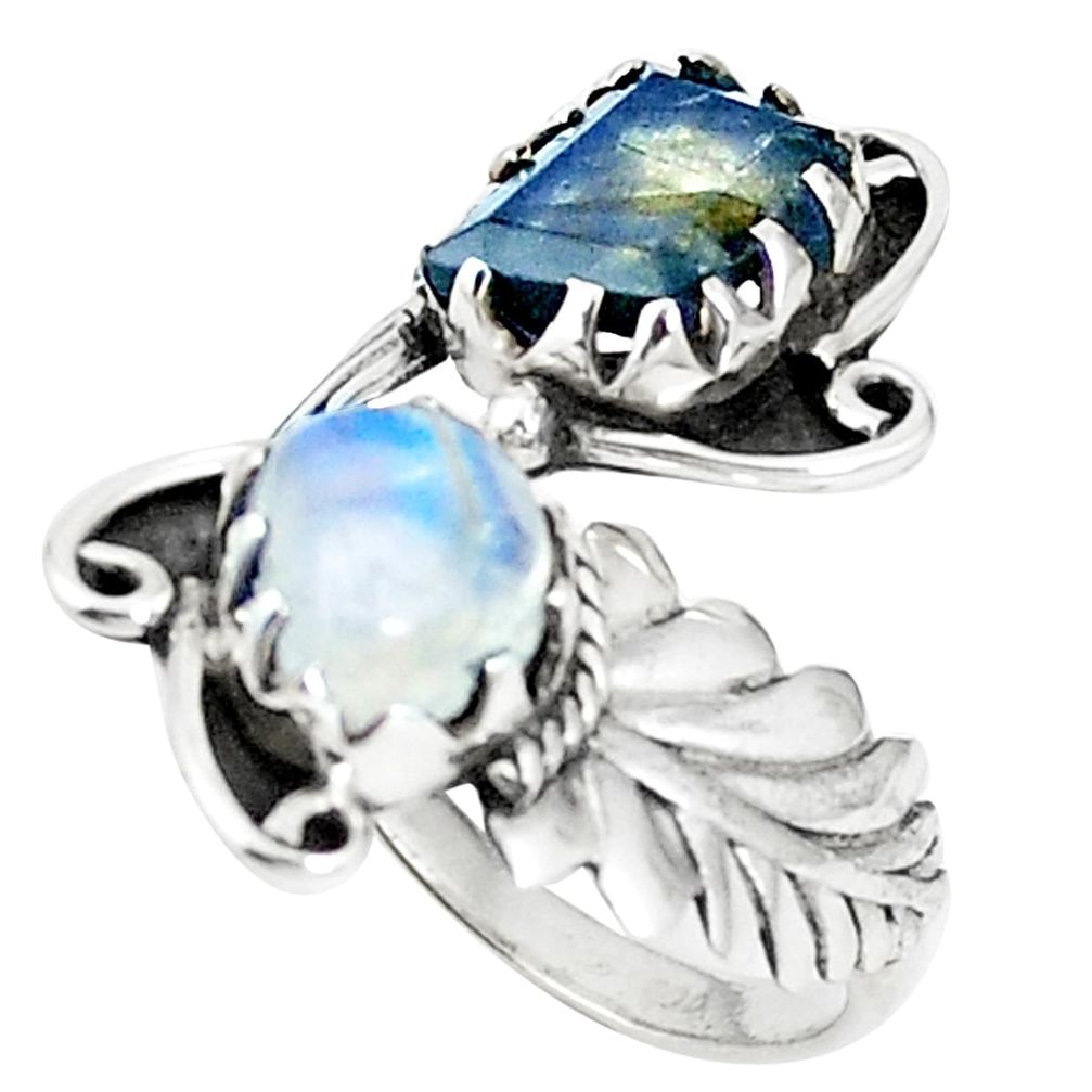 925 silver natural blue labradorite adjustable ring jewelry size 10 m38330