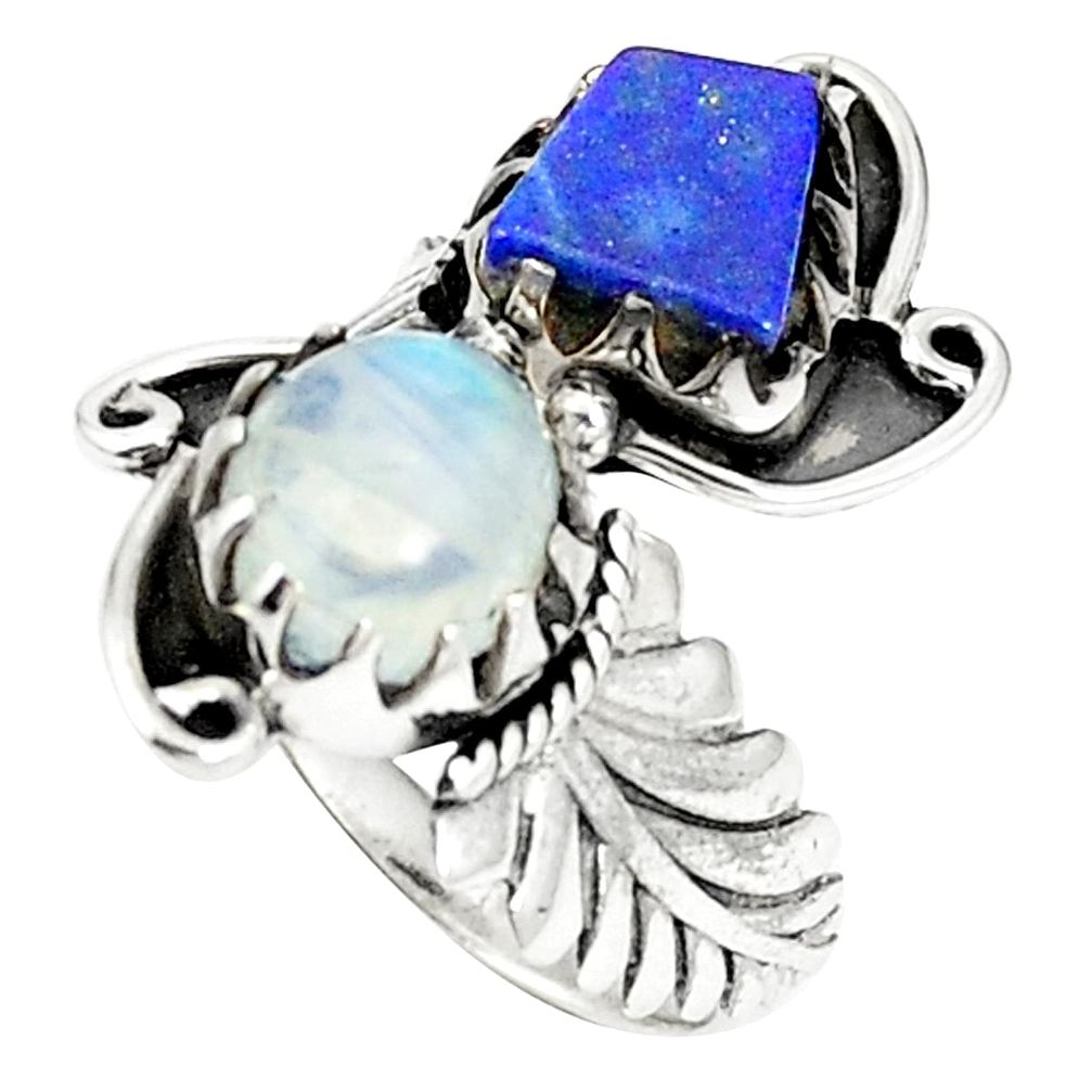 925 sterling silver natural rainbow moonstone adjustable ring size 8.5 m38335