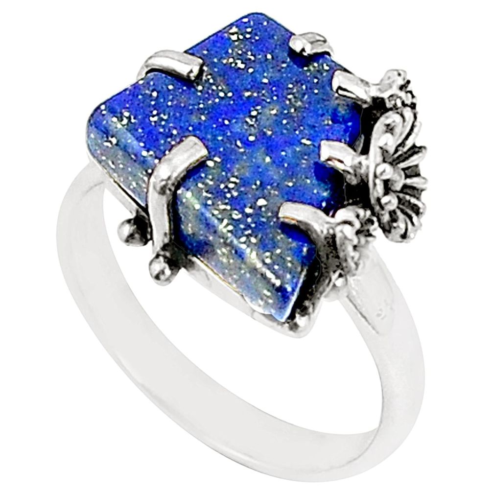 925 sterling silver natural blue lapis lazuli ring jewelry size 8 m38346