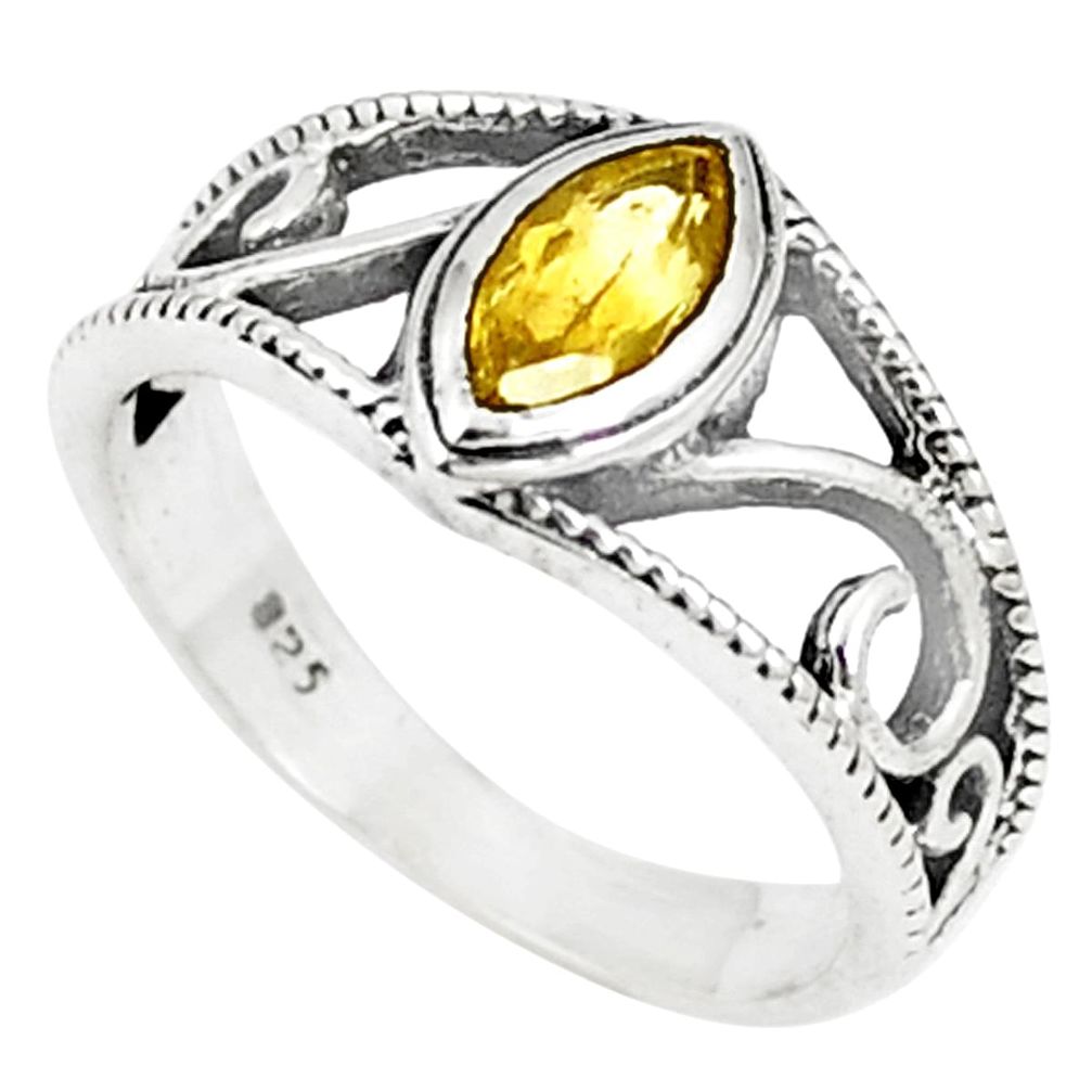 Natural yellow citrine 925 sterling silver ring jewelry size 6.5 m38641