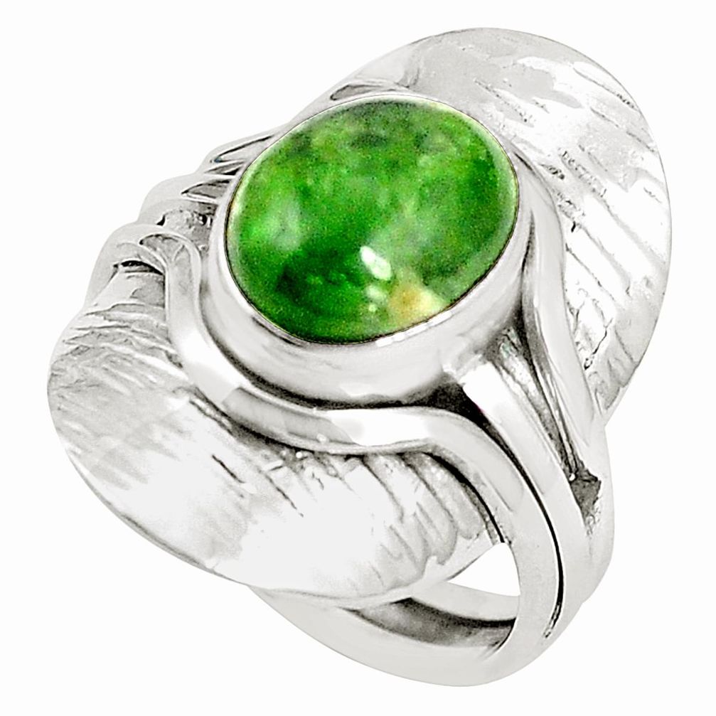 Natural green chrome diopside 925 sterling silver ring size 7 m39666