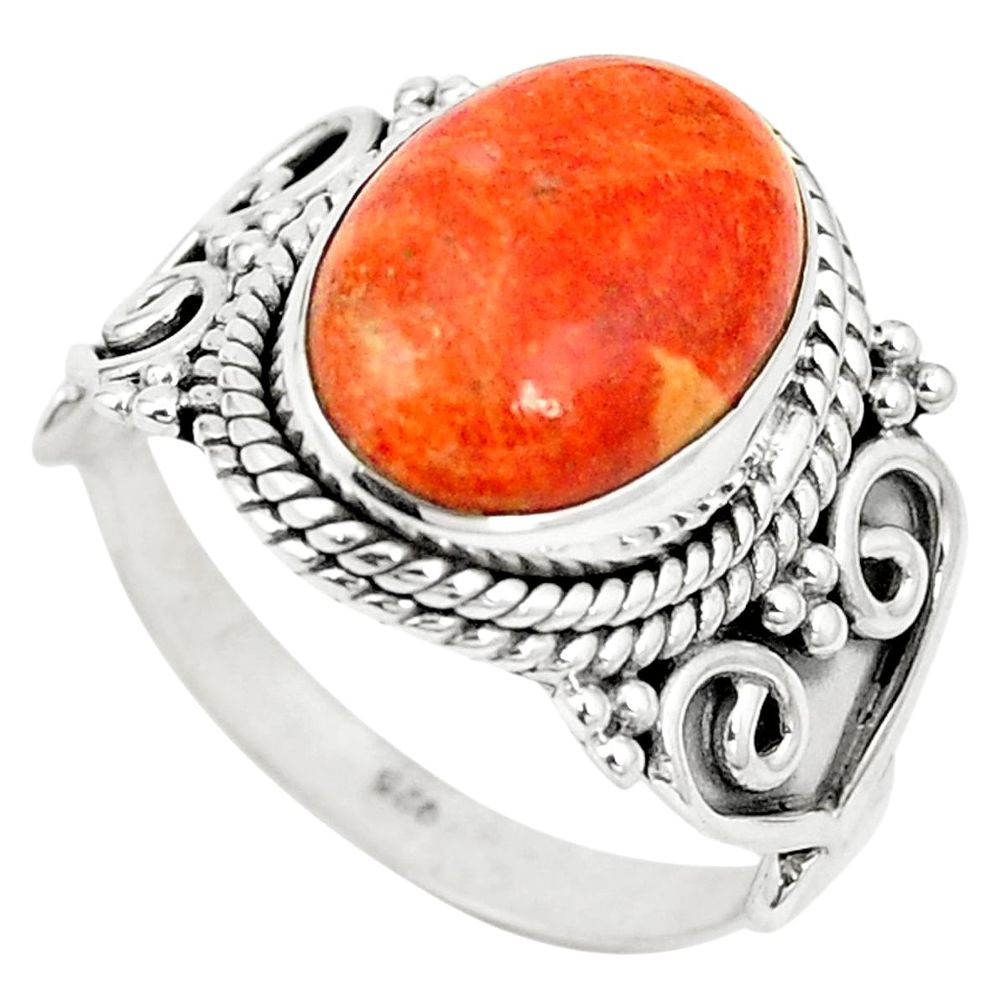Red copper turquoise 925 sterling silver ring jewelry size 9 m40482