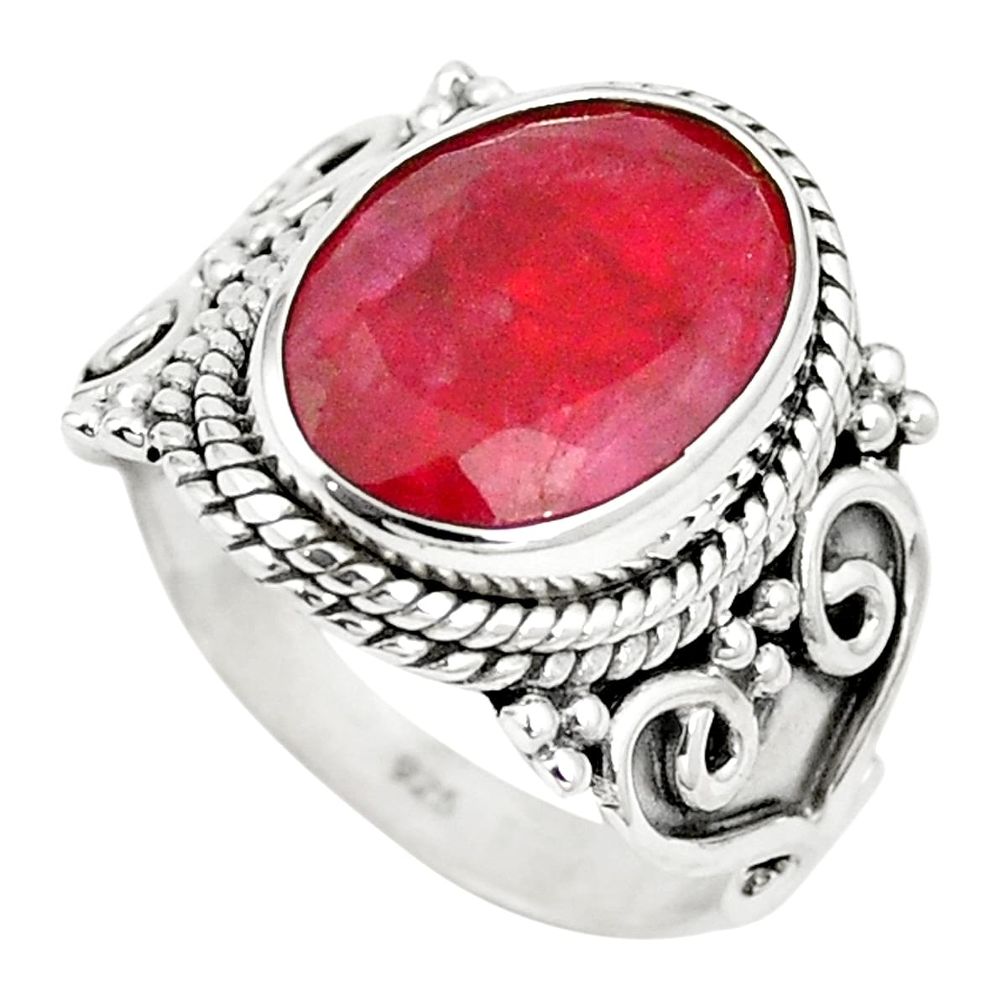 Natural red ruby 925 sterling silver ring jewelry size 7.5 m40483