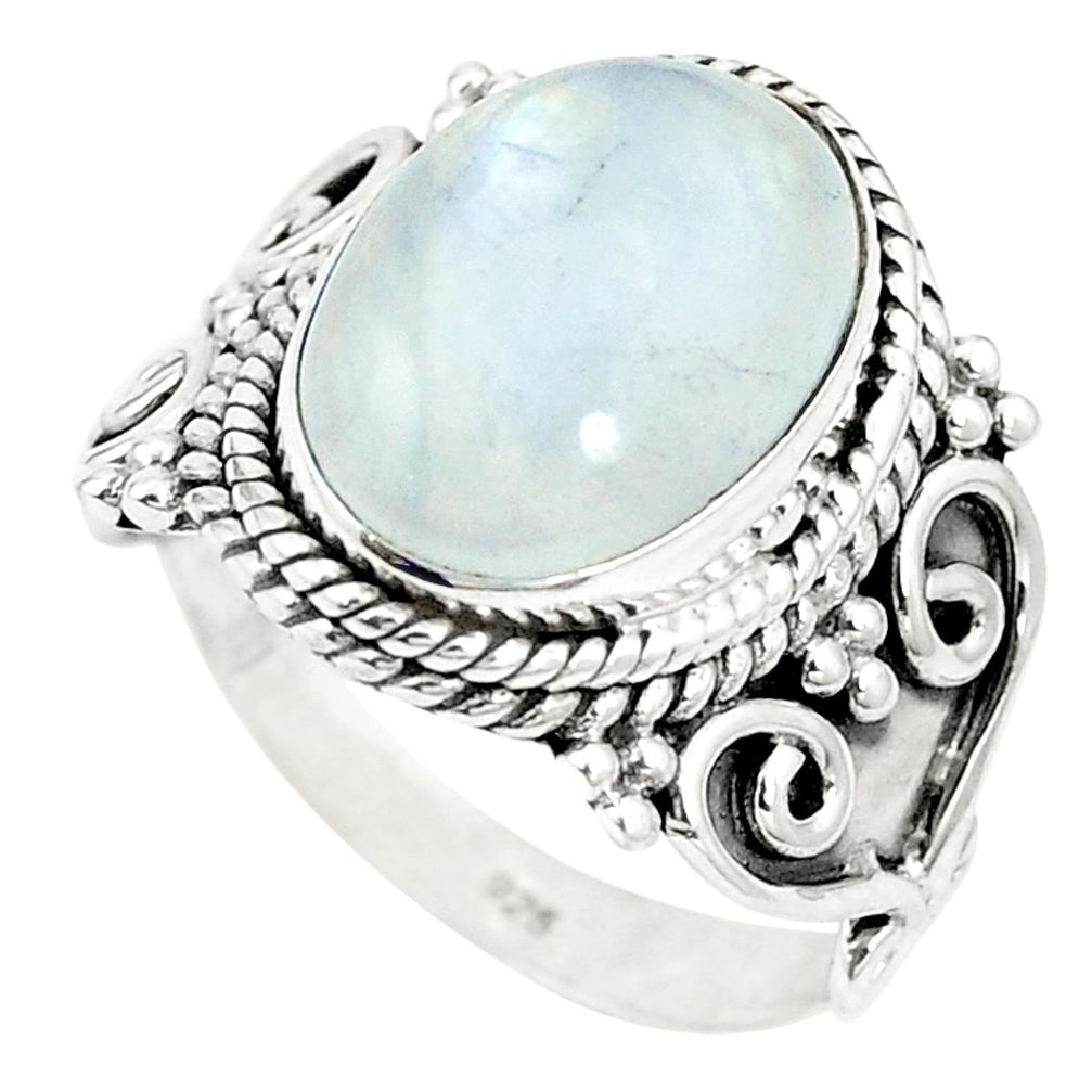 Natural rainbow moonstone 925 sterling silver ring jewelry size 8 m40487